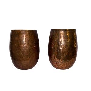 Set of 2 Hammered Copper Stemless Tumblers
